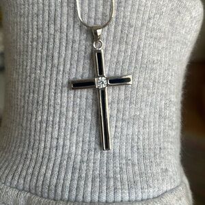 Elegant Black/Silver Cross Necklace